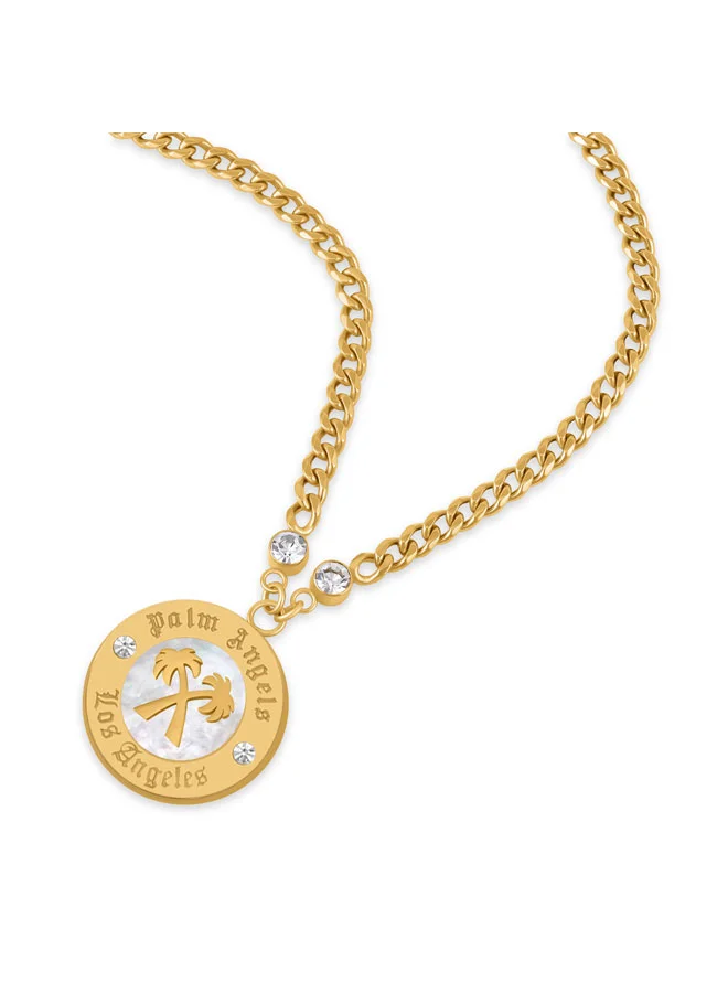 بالم انجلز Identita Yellow Gold Plated Stainless Steel Pendant Necklace for Women