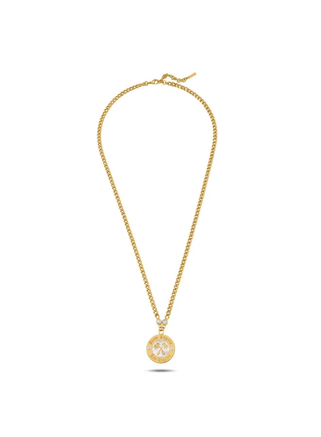 بالم انجلز Identita Yellow Gold Plated Stainless Steel Pendant Necklace for Women