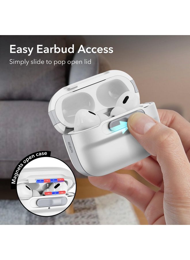 اي اس ار حافظة ESR لسماعات AirPods Pro 2، جاهزة لـ MagSafe، قفل مغناطيسي، غطاء حماية كامل من السقوط مع حبل، سلسلة Pulse، متوافقة مع حافظة AirPods Pro الجيل الثاني/الأول (2023/2022/2019)، أبيض  - Image 4