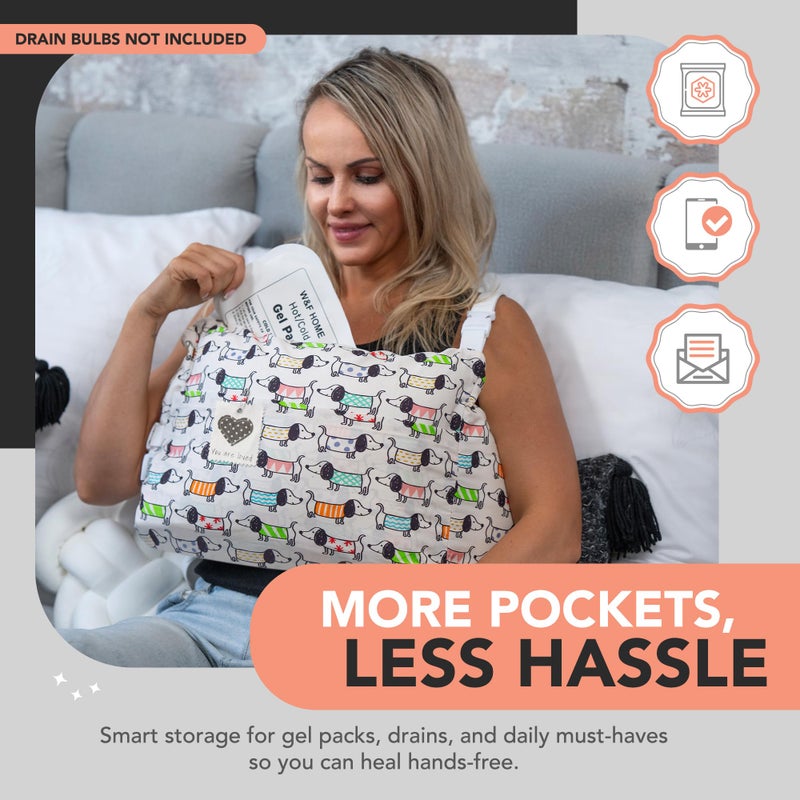 W&F HOME وسادة ماستكتومي من W&F HOME، مستلزمات التعافي بعد ماستكتومي، ضروريات ما بعد ماستكتومي، مستلزمات التعافي من تقليل الثدي، وسائد جراحة القلب المفتوح، وسائد للثدي للنوم - كلب أبيض - Image 2