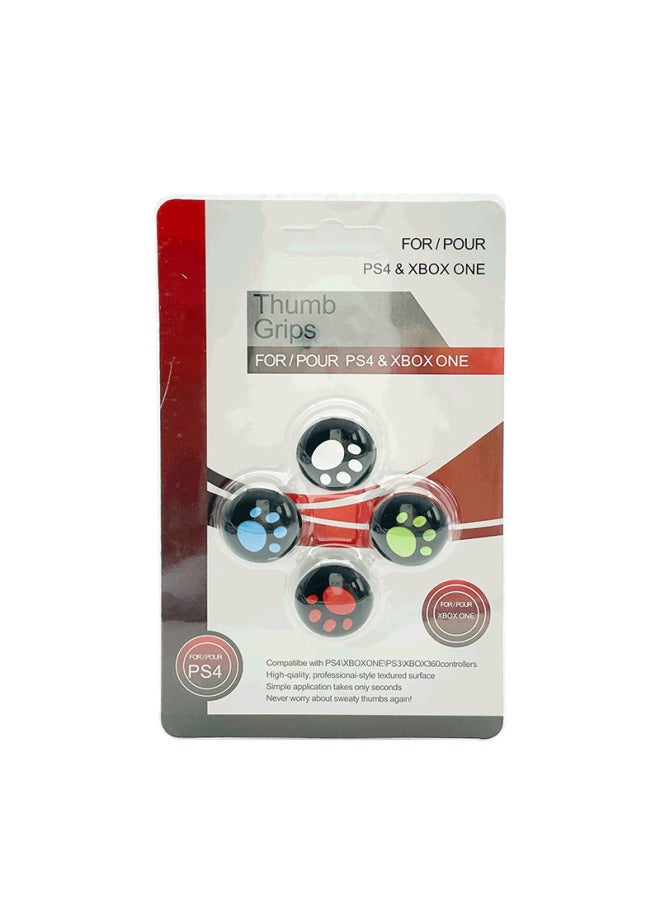PS4 Cat Claw Handle Rocker Cap PS5/PS3/XBOXONE/360 Key Cap Silicone Sleeve Four In One-Product Color:Black Background Powder  - Image 3