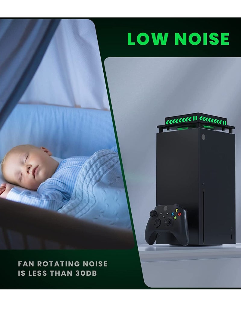 مروحة تبريد لحالة تناسب إكس بوكس سيريز إكس مع فلتر غبار وقاعدة تأثير أضواء RGB ضجيج منخفض ومفتاح لمسة مستقل لتقليل درجة حرارة المحرك الرئيسي - Image 5