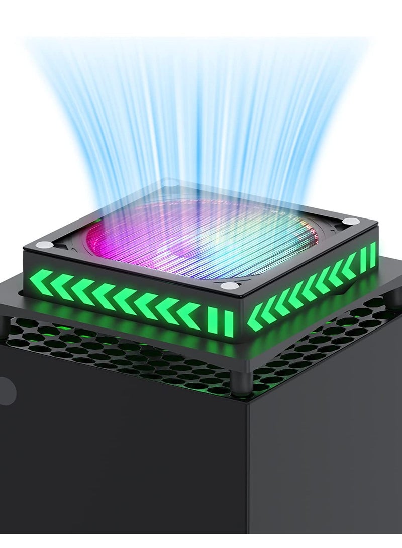 مروحة تبريد لحالة تناسب إكس بوكس سيريز إكس مع فلتر غبار وقاعدة تأثير أضواء RGB ضجيج منخفض ومفتاح لمسة مستقل لتقليل درجة حرارة المحرك الرئيسي - Image 4