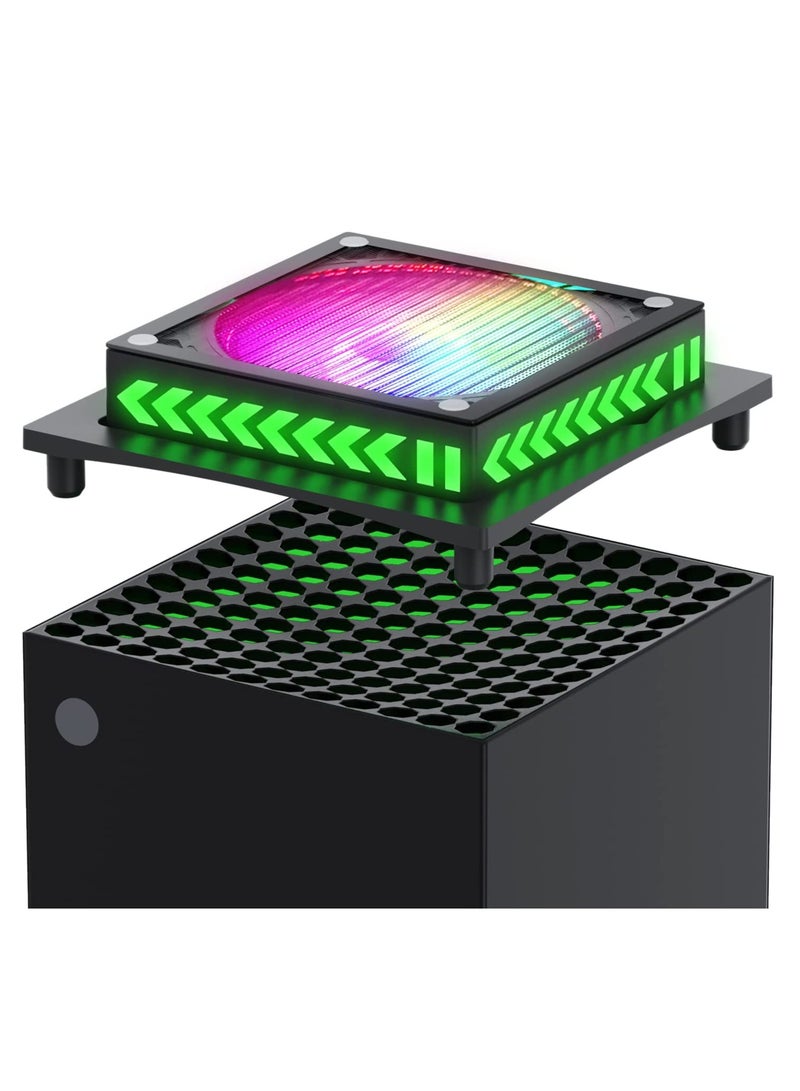 مروحة تبريد لحالة تناسب إكس بوكس سيريز إكس مع فلتر غبار وقاعدة تأثير أضواء RGB ضجيج منخفض ومفتاح لمسة مستقل لتقليل درجة حرارة المحرك الرئيسي - Image 1