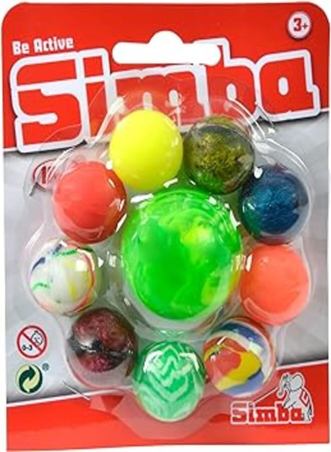 Simba 107353229 Jumping Balls Set of 10, 9 x 27 mm Balls, 1 x 45 mm Ball, from 3 Years