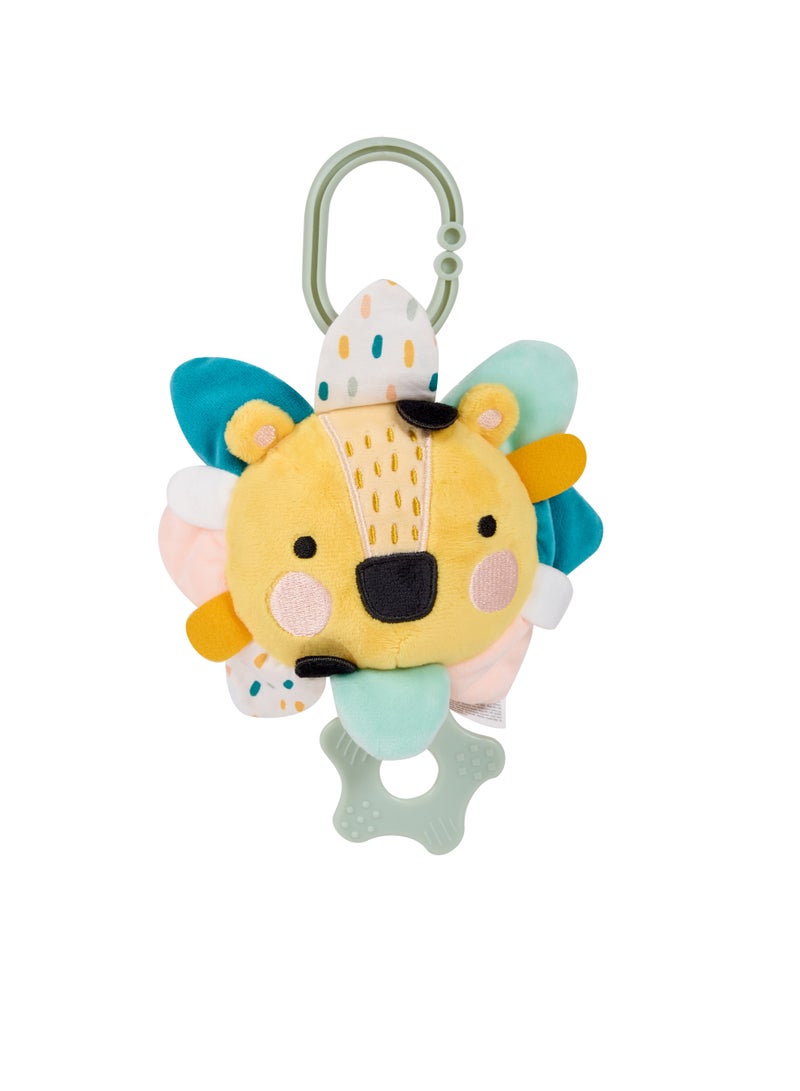 EUREKA KIDS Eurekakids Cucu Hanging Musical Plush Toy w/Teether | For Strollers, Cribs, Playpen | For auditory stimulation, hand-eye coordination and sensory development | BPA Free | Lion | Age 0M+ - Image 1