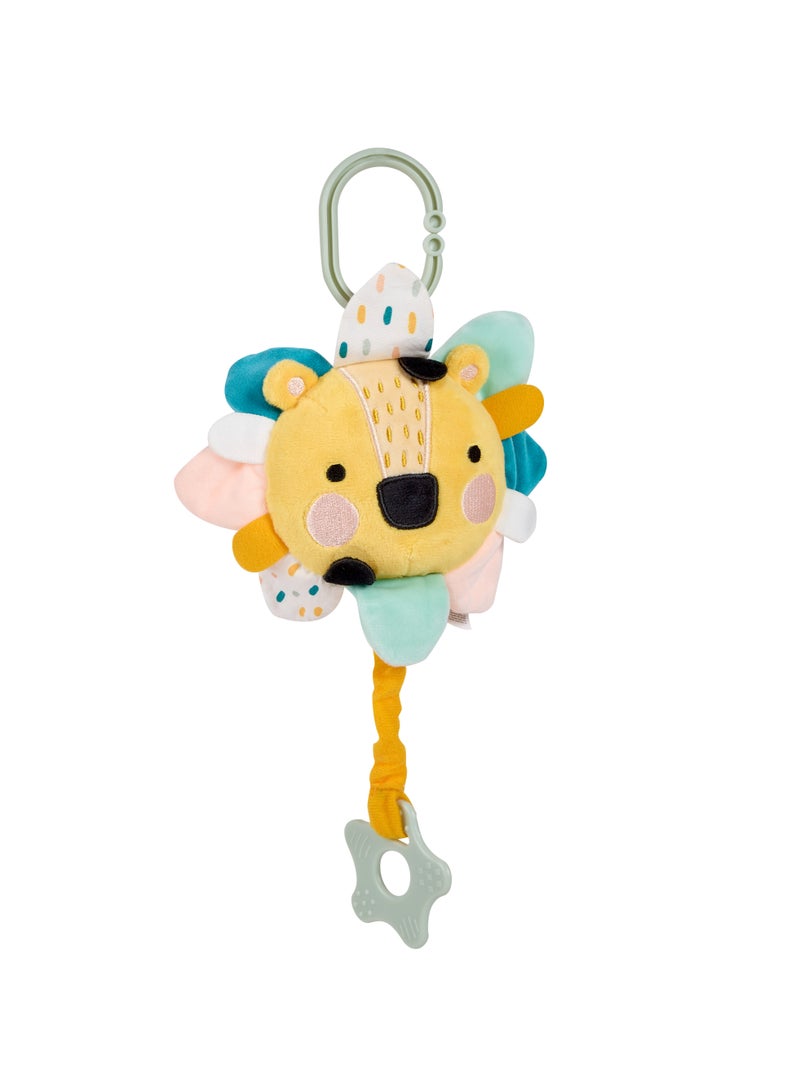 EUREKA KIDS Eurekakids Cucu Hanging Musical Plush Toy w/Teether | For Strollers, Cribs, Playpen | For auditory stimulation, hand-eye coordination and sensory development | BPA Free | Lion | Age 0M+ - Image 2