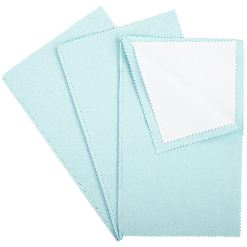 CATIFLIN 3PCS Sea Blue Silver Polishing Cloths 10x12 Jewelry Cleaning Cloths for Gold Silver Platinum Watch Coin Tarnish Remover Reusable  Streak for Jewelry Lovers