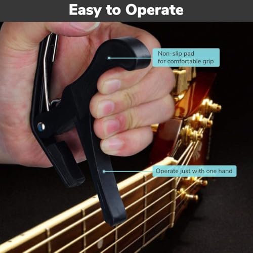 Techblaze Guitar Capo — Quick Change Metal Alloy Trigger, Fits Acoustic, Electric, Classical & Ukulele + Picks Combo - Image 4