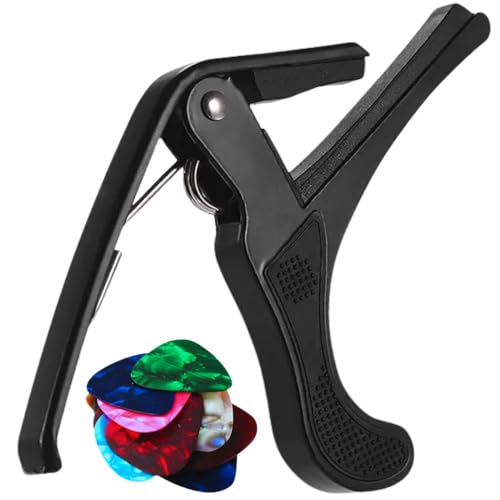 Techblaze Guitar Capo — Quick Change Metal Alloy Trigger, Fits Acoustic, Electric, Classical & Ukulele + Picks Combo - Image 1