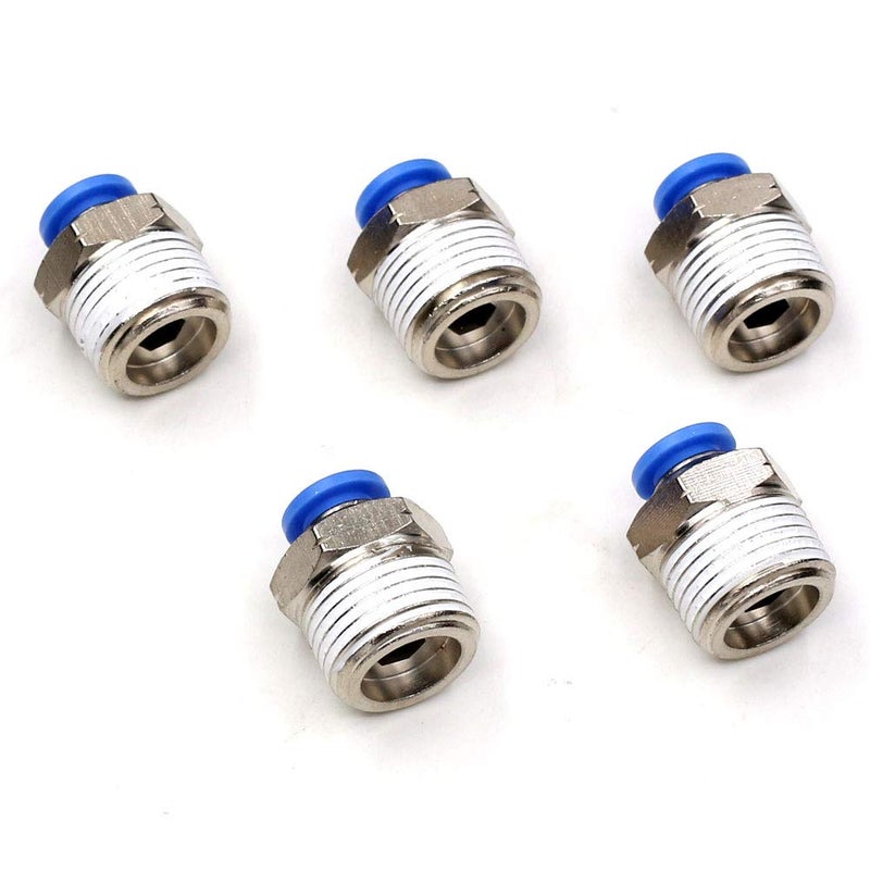 CEKER 6mm to 3/8 Inch NPT Male Thread Push Connect Fittings - Air Line Fittings, 5 Packs