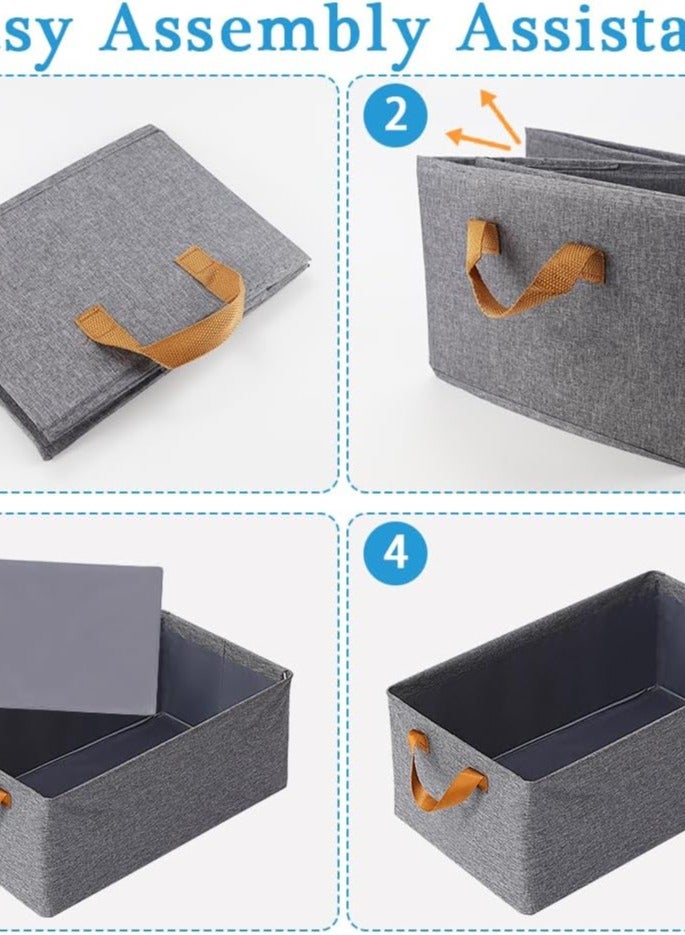 Large Fabric Storage Baskets for Shelves, Durable Foldable Storage Bins for Organizing Clothes, Sheets, Toys, Bookshelves, Fabric Basket, Linen Closet Organizers 3pcs 47x28cm  - Image 5