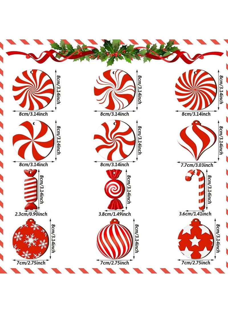 يا إلهي 24-حلوى قصب عيد الميلاد زخارف خشبية معلقة زينة شجرة عيد الميلاد مزخرفة نعناع للحفلات العائلية لوازم الديكور (نمط الحلوى) - Image 2