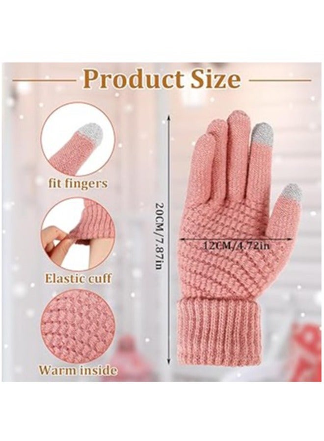 Excefore Women's Touch Screen Gloves, Men Touchscreen Mittens, Warm Winter Gloves, Daily Wear Touchscreen Gloves, Plush Elastic Cuffs Knit Gloves, Winter Warmth Accessories, for Driving Cycling 4 Pairs  - Image 2