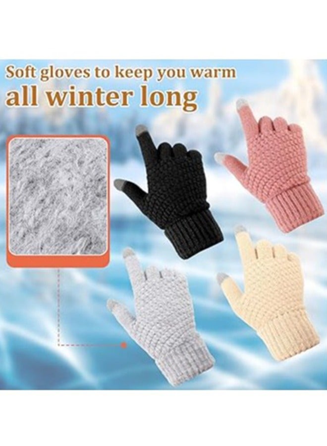 Excefore Women's Touch Screen Gloves, Men Touchscreen Mittens, Warm Winter Gloves, Daily Wear Touchscreen Gloves, Plush Elastic Cuffs Knit Gloves, Winter Warmth Accessories, for Driving Cycling 4 Pairs  - Image 5