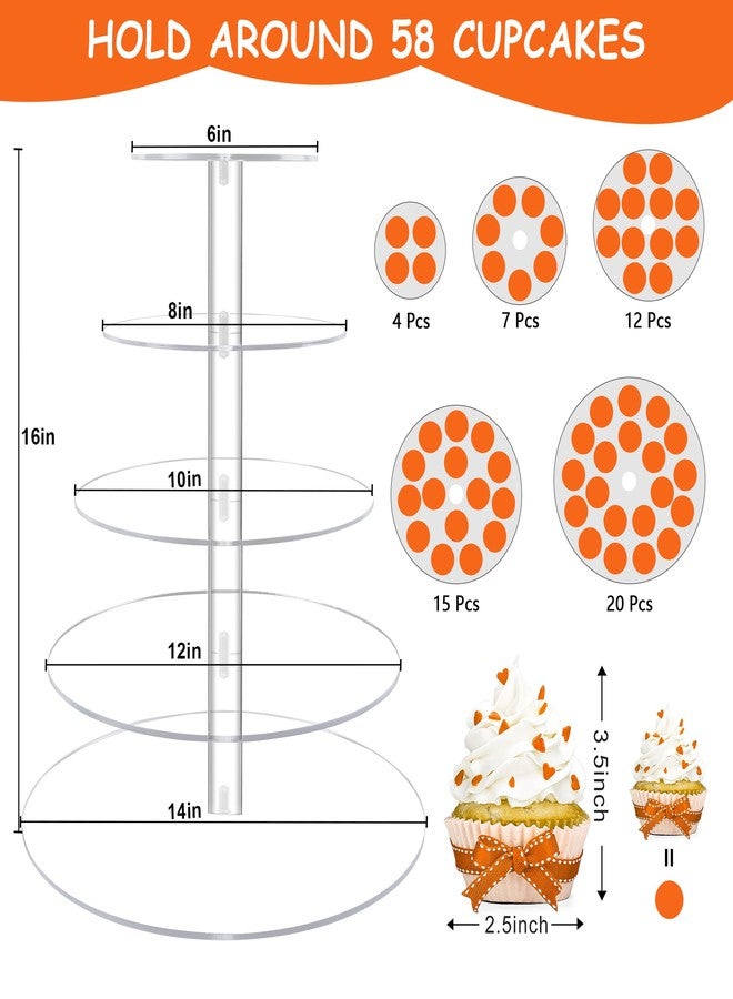 LoveDisplay Cupcake Stand, 5 Tier Large Cupcake Stand for 50 Cupcakes, Round Tiered Cupcake Holder, Clear Acrylic Cup Cake Tower Stand, Dessert Table Display Set for Party, Wedding, Birthday, Party, Halloween - Image 3