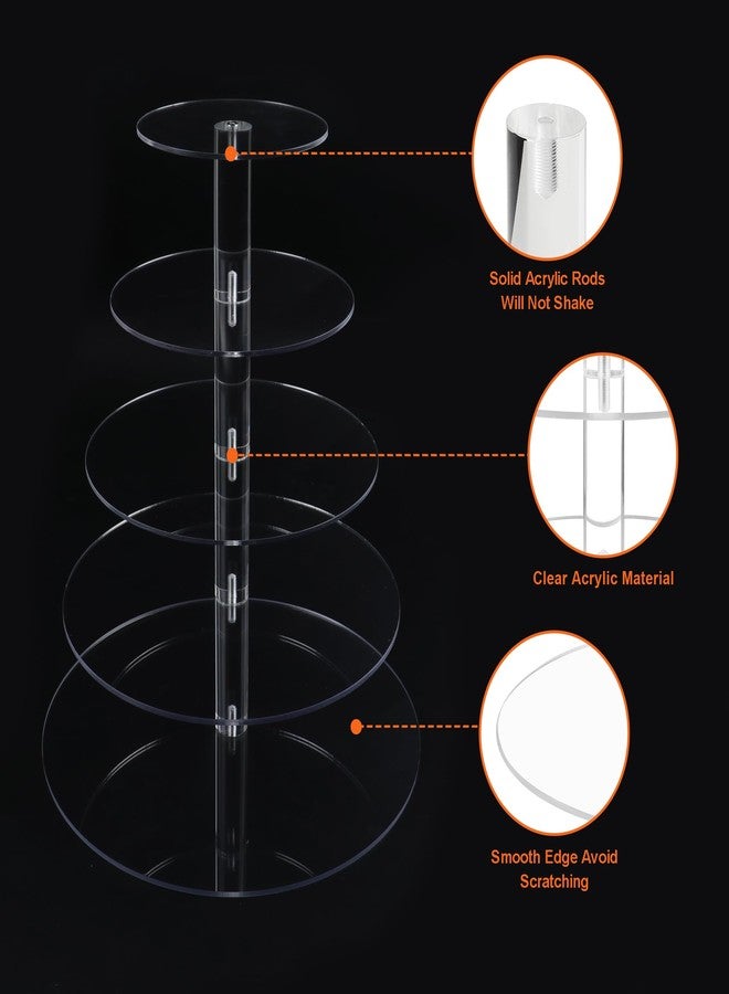 LoveDisplay Cupcake Stand, 5 Tier Large Cupcake Stand for 50 Cupcakes, Round Tiered Cupcake Holder, Clear Acrylic Cup Cake Tower Stand, Dessert Table Display Set for Party, Wedding, Birthday, Party, Halloween - Image 4