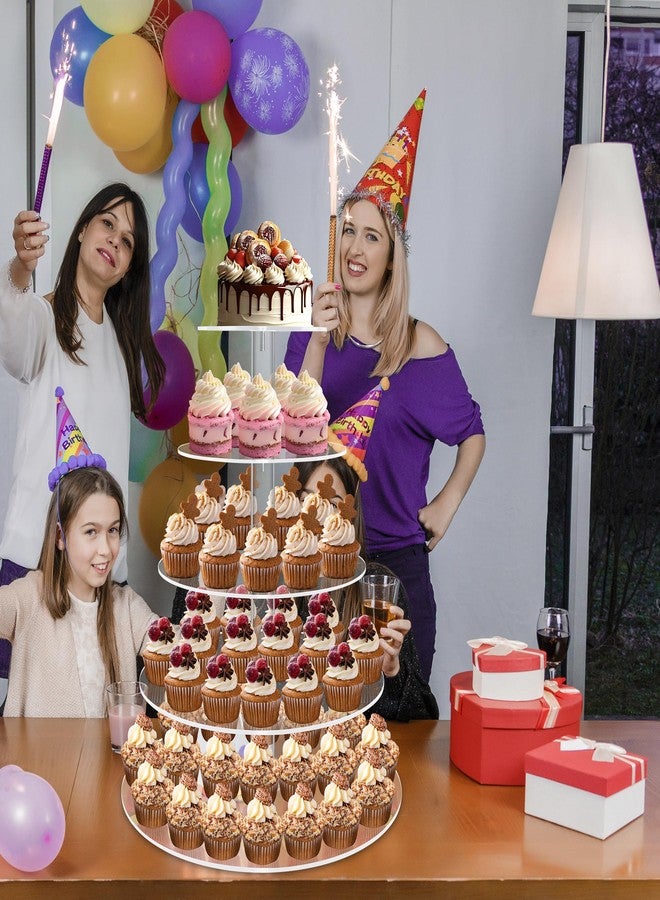 LoveDisplay Cupcake Stand, 5 Tier Large Cupcake Stand for 50 Cupcakes, Round Tiered Cupcake Holder, Clear Acrylic Cup Cake Tower Stand, Dessert Table Display Set for Party, Wedding, Birthday, Party, Halloween - Image 2