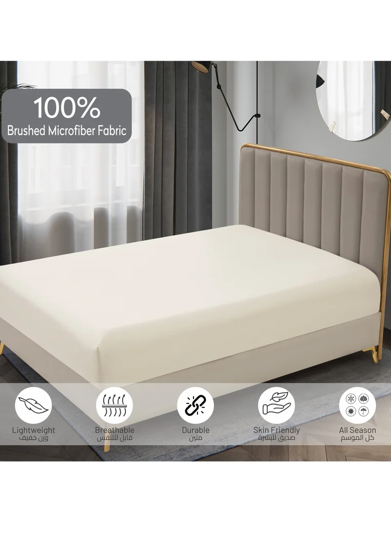 Donetella Bedding Fitted Sheet: 2-Pcs Single Size Solid Sheet With Pillowcases Set and Soft-Silky 30 Cm Extra Deep Brushed Microfiber Cooling Bed Sheet, Linen
