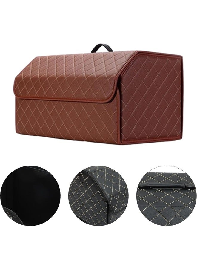 Occuwzz Car Trunk Storage Bag Foldable Multi Compartment Car Storage Bag Car Trunk Storage Bag Car Interior Accessories Coffee Color  - Image 1