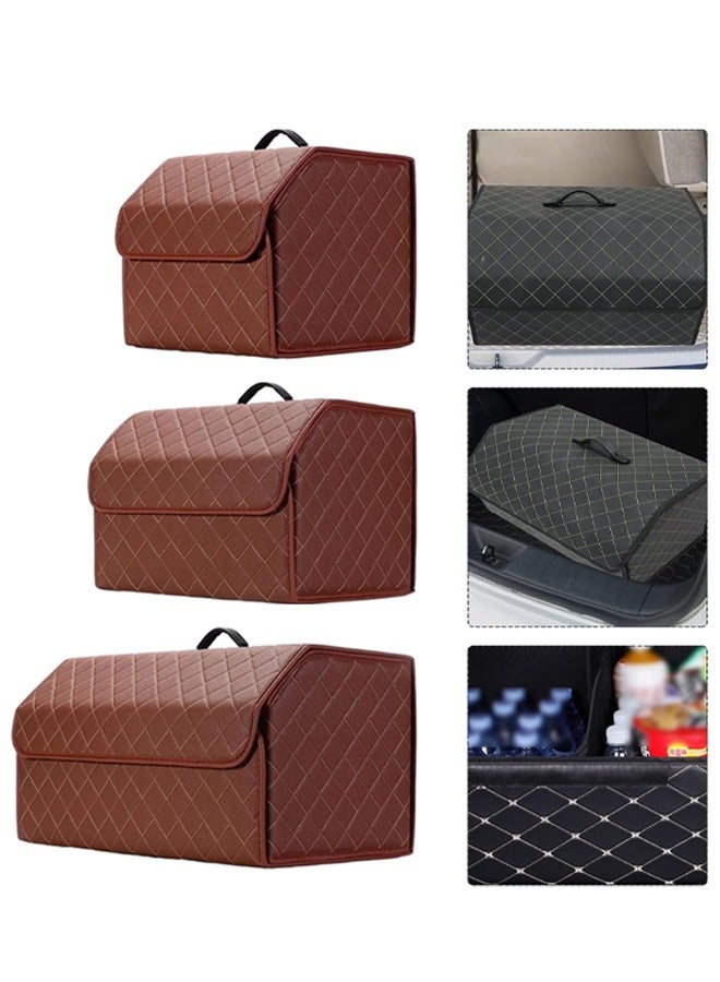 Occuwzz Car Trunk Storage Bag Foldable Multi Compartment Car Storage Bag Car Trunk Storage Bag Car Interior Accessories Coffee Color  - Image 3