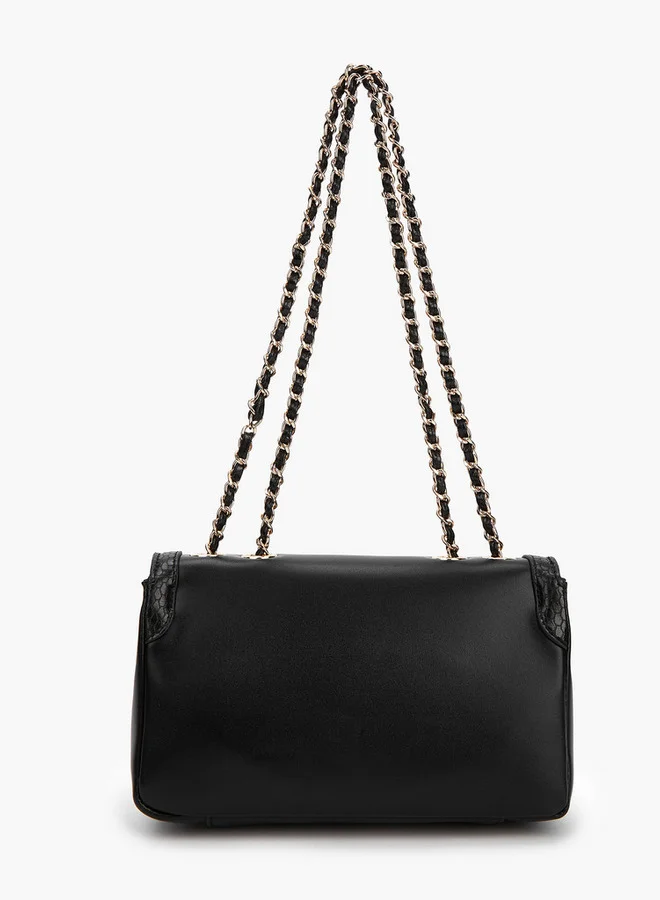 سيليست Solid Crossbody Bag with Chain Strap and Flap Closure