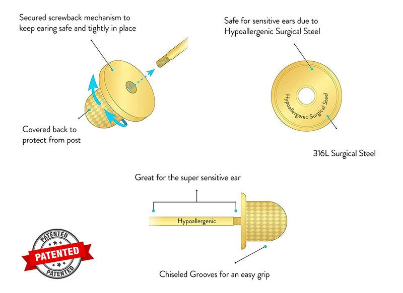 Regetta Jewelry أقراط كيتن مزينة بالذهب عيار 18 مع دبابيس خلفية آمنة للأطفال، الرضع، الصغار، الفتيات الصغيرات مع دبابيس من الفولاذ الجراحي للأذان الحساسة للغاية مع دبابيس خلفية آمنة (كيتن بلون الذهب)  - Image 3