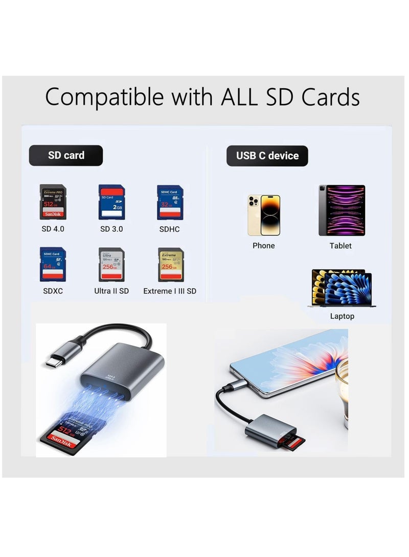 Captaintech UHS-II USB C SD Card Reader - High-Speed USB C SD 4.0 Memory Card Reader for SDXC, SDHC UHS-II & UHS-I Cards, Compatible with Cameras, Laptops, Tablets, and Smartphones. - Image 5