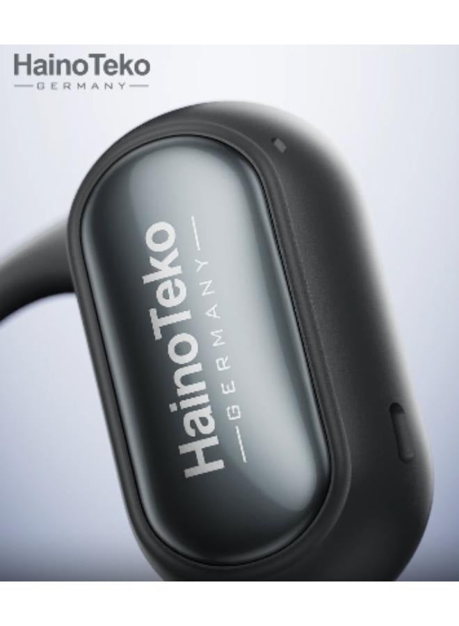 Haino Teko OpenFit Bluetooth Earphones with High-Quality Sound, Super Clear Mic, and Touch Controls – Stylish & Comfortable Black Wireless Earbuds for Music, Calls, and Sports. - Image 3