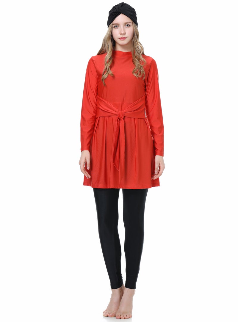 2022 New Muslim Swimwear Anti-UV Three-Piece Set L005 Blue - Image 2