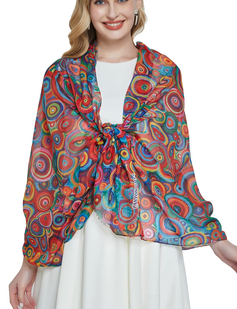 PANTONIGHT Scarf for Women Lightweight Print Fashion for Spring Fall Winter Scarves Shawl Wrapâ€¦ - Image 2