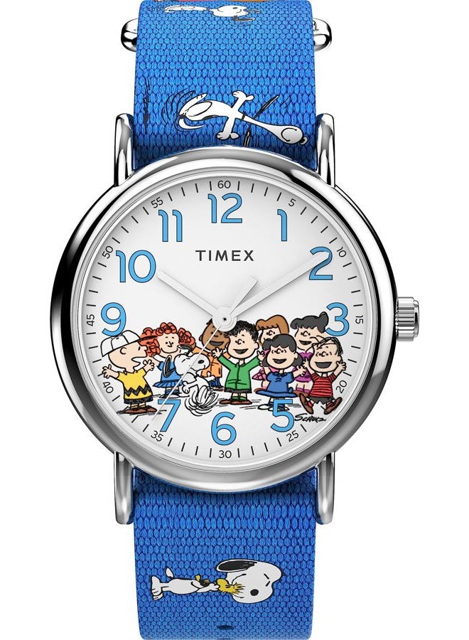 TIMEX Women's Weekender Seasonal 38mm Watch - Blue Strap White Dial Silver-Tone Case, Blue, Modern - Image 1