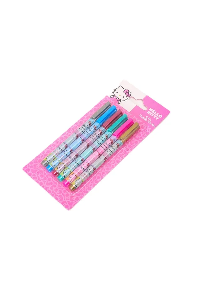 Sanrio  Sanrio Hello Kitty Look At My Ribbon 6-Piece School Metallic Marker Set for Girls for Women | Best Price UAE