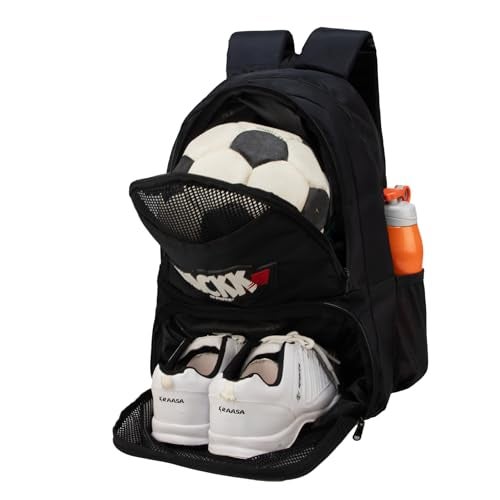 WHACKK Strike Black Soccer Football Basketball Volleyball Kitbag Backpack Soccer Ball (Black) - Image 1