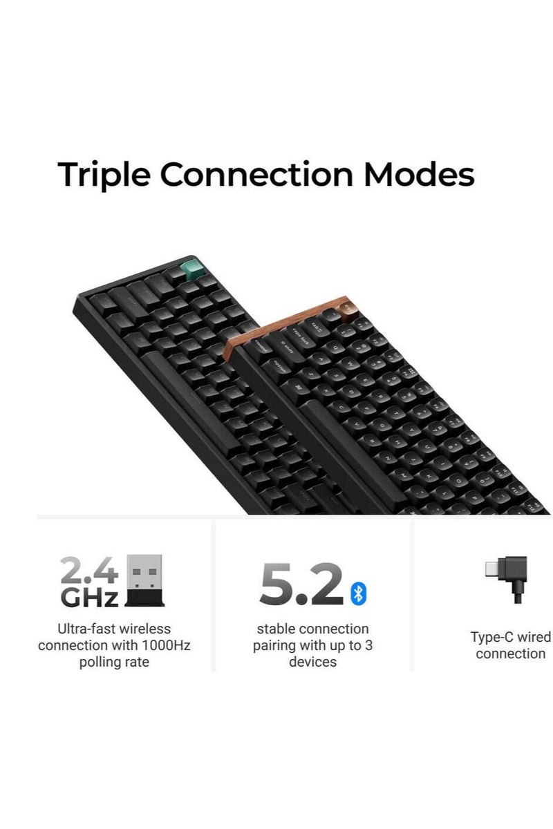 Keychron Keychron K2 HE Wireless Mechanical Keyboard, 75% Layout, Gateron Magnetic Hall Effect Switches, Hot-Swappable, Adjustable Actuation (0.2–3.8mm), Rapid Trigger, RGB Backlit, Tri-Mode (2.4GHz, Bluetooth 5.2, USB-C), English-Arabic Keycaps, Aluminum Frame, 4000mAh Battery, Black | K2H-F1-AR  - Image 4