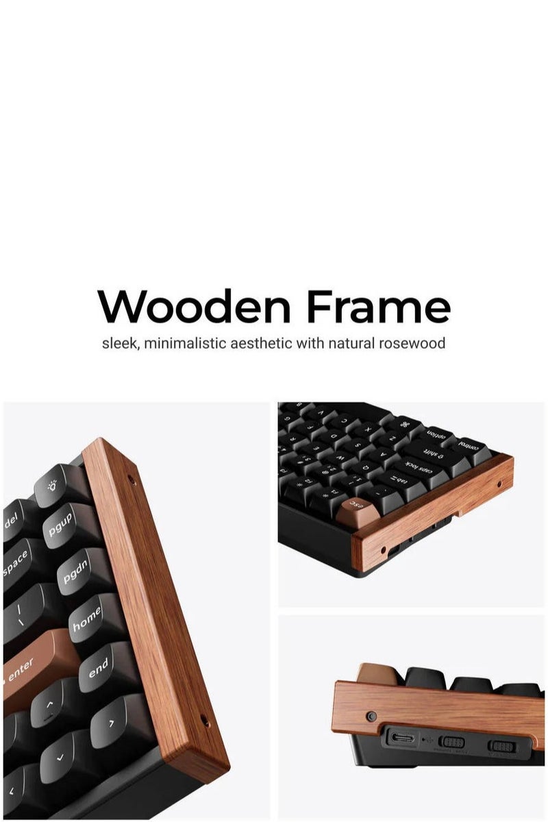Keychron Keychron K2 HE Wireless Mechanical Keyboard, 75% Layout, Gateron Magnetic Hall Effect Switches, Hot-Swappable, Adjustable Actuation (0.2–3.8mm), Rapid Trigger, RGB Backlit, Tri-Mode (2.4GHz, Bluetooth 5.2, USB-C), English-Arabic Keycaps, Aluminum Frame, 4000mAh Battery, Black | K2H-F1-AR  - Image 5