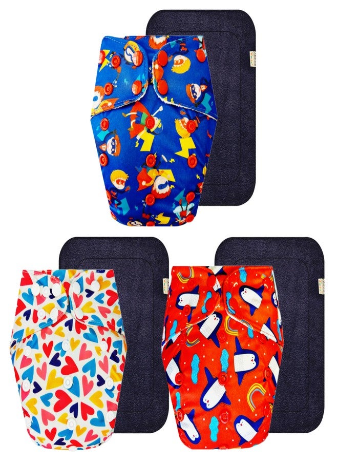 Dumbledo Premium Cloth Diaper with Black Insert (Pack of 3) | Soft & Gentle | 6-Layer Absorbent Pad | Adjustable Snaps | Ideal for Toddlers | 3 Months - 3 Years | Unisex Baby - Image 1