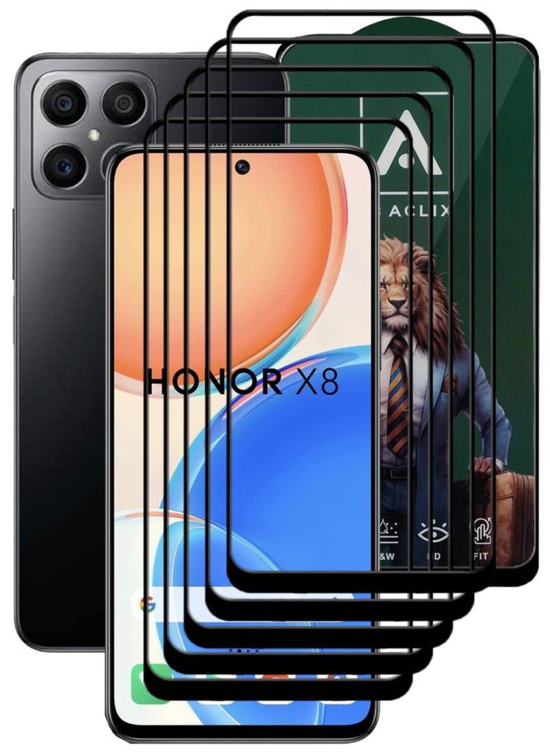 ACLIX 5 Pieces Antistatic ESD Dustproof Premium Quality High Definition Tempered Glass Screen Protector Designed For Honor X8 - Image 1