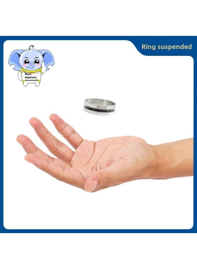Ring Floating Invisible Street Close-up Stage Magic Props-Color:Ring Suspension Box (with Hidden Wire Wheel) With Teaching Card  - Image 1
