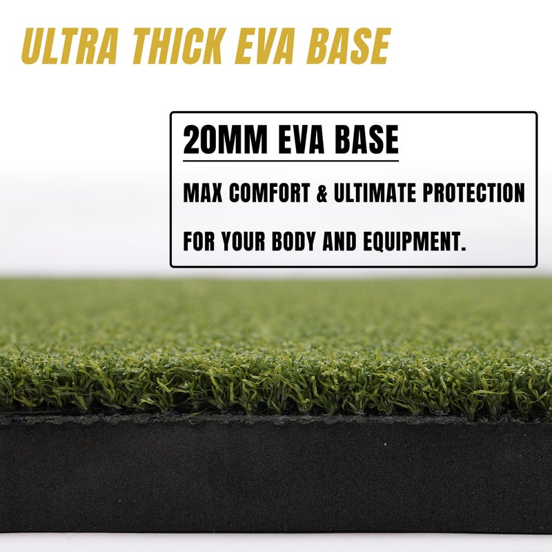 SQUALLINE Ultra Thick 20MM EVA Base 5x4ft Premium Golf Mat | Dual Turf Design | Golf Mats Practice Indoor, Outdoor, with Simulator or Net | Thick Golf Hitting Mat | Durable Golf Practice Mat & Tees - Image 2