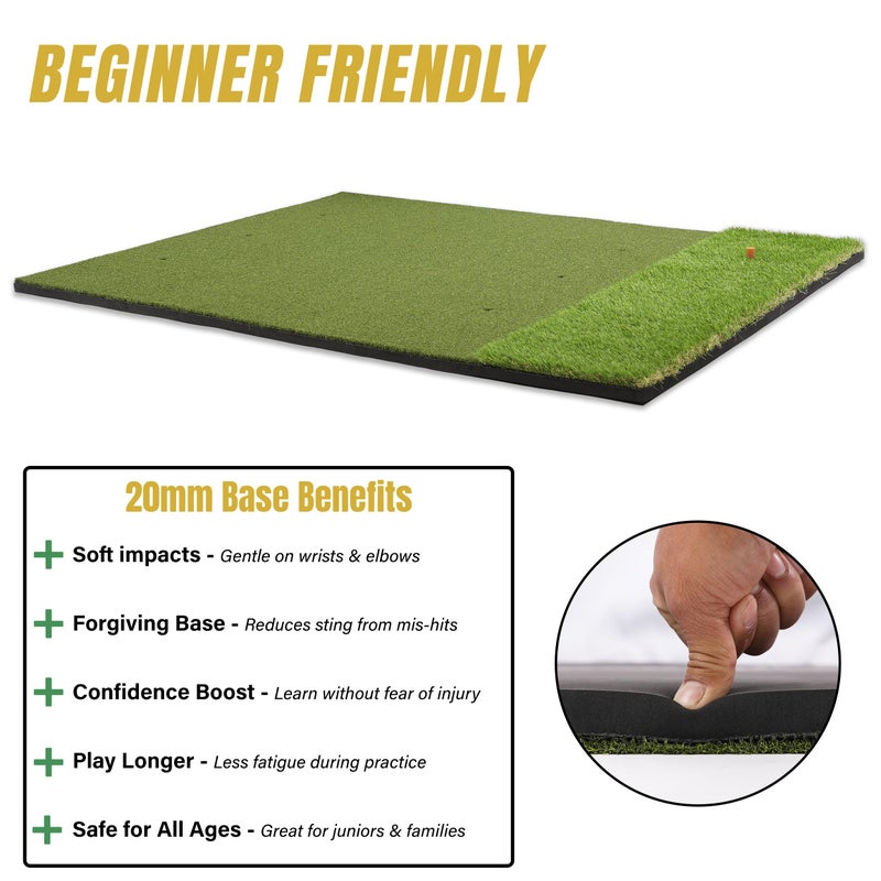 SQUALLINE Ultra Thick 20MM EVA Base 5x4ft Premium Golf Mat | Dual Turf Design | Golf Mats Practice Indoor, Outdoor, with Simulator or Net | Thick Golf Hitting Mat | Durable Golf Practice Mat & Tees - Image 4