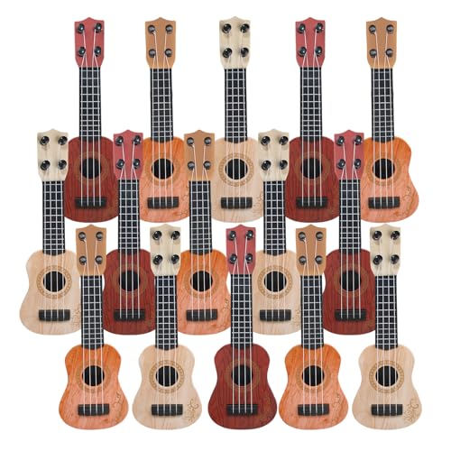SENONAPO 15 Pcs Kids Toy Guitar 10 Inch Mini Classical Ukulele Guitar Toy Beginner Rhyme Developmental Musical Instrument Toddlers Ukulele Guitar Cute Guitar Toy for Toddler Educational Toy Supplies - Image 1