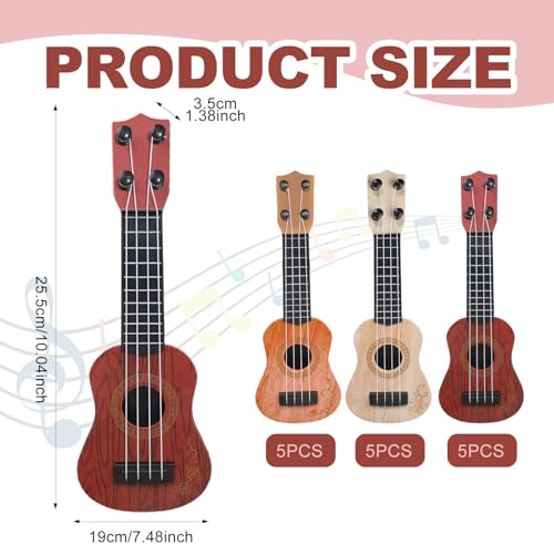 SENONAPO 15 Pcs Kids Toy Guitar 10 Inch Mini Classical Ukulele Guitar Toy Beginner Rhyme Developmental Musical Instrument Toddlers Ukulele Guitar Cute Guitar Toy for Toddler Educational Toy Supplies - Image 5