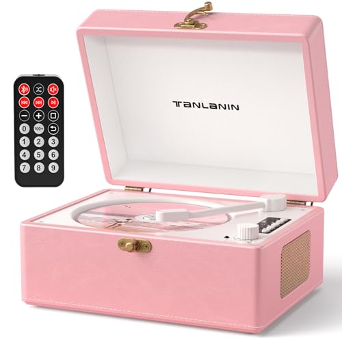 TANLANIN CD Player Portable for Home with Upgraded Speakers Bluetooth inOut Rechargeable Desktop CD Player with LED Screen Boombox Wireless Transmission Headphone Jack Light Pink - Image 1