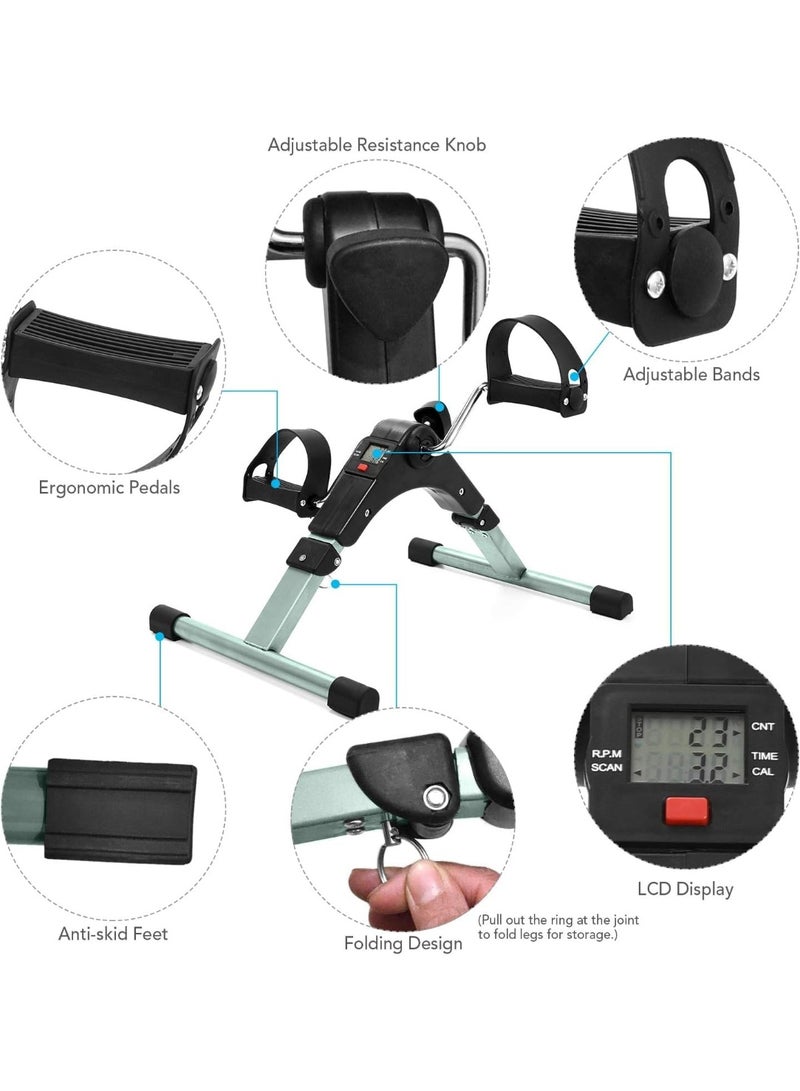 جهاز تمرين للذراعين والساقين قابل للطي مع شاشة LCD ومقاومة قابلة للتعديل – مناسب للمنزل والمكتب - Image 3
