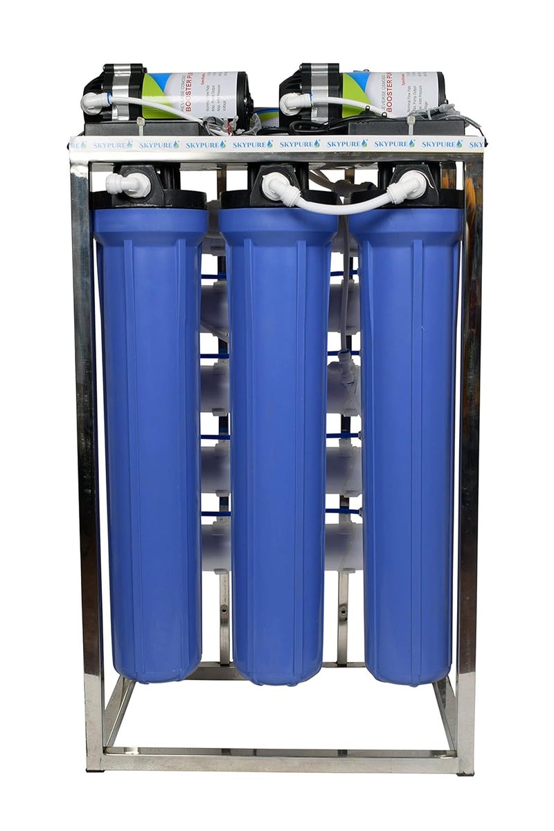 Skypure 100 LPH Commercial RO Water Purifier Plant 100 Litre Perhour Stainless Steelwith Auto Shut and TDS adjuster Hi TDS Membrane - Image 1