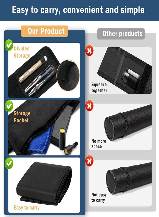 ALEIFLE Billiard Pool Cue Soft Vinyl Stick Carrying Case Bag - Holds 1 Butt / 1 Shaft- 31 Inches Long Snooker Storage Carrying Bag - Image 3