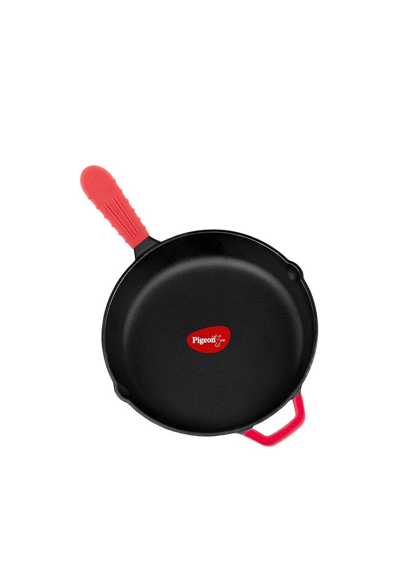 pigeon Pigeon by Stovekraft Cast Iron Frying Pan, 25 cm | Naturally Nonstick | Pre-Seasoned with 100% Vegetable Oil | Toxin-Free | Perfect Crisping | Stylish Handle | Bring Back Nostalgic Taste in Cooking  - Image 1