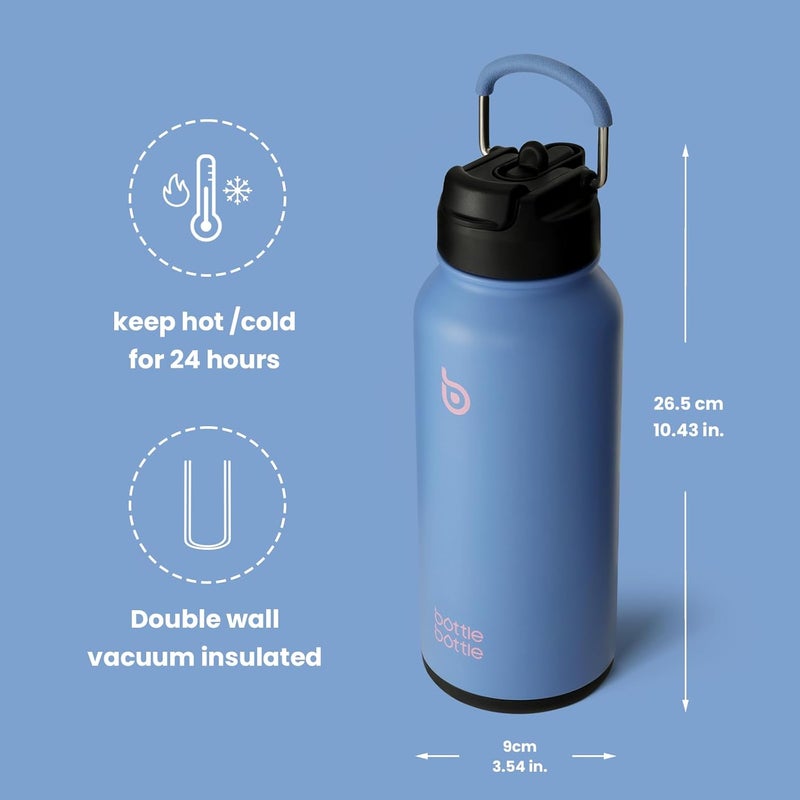 BOTTLE BOTTLE 32oz Insulated Stainless Steel Water Bottle with Straw and Dual-use Lid (Sky Summer) - Image 5