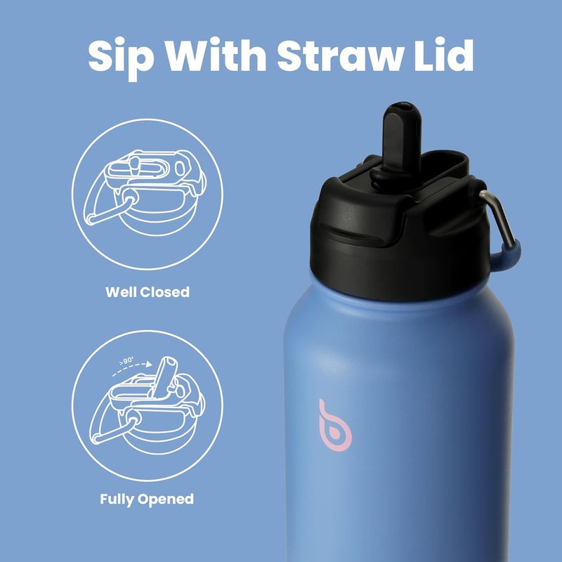 BOTTLE BOTTLE 32oz Insulated Stainless Steel Water Bottle with Straw and Dual-use Lid (Sky Summer) - Image 3